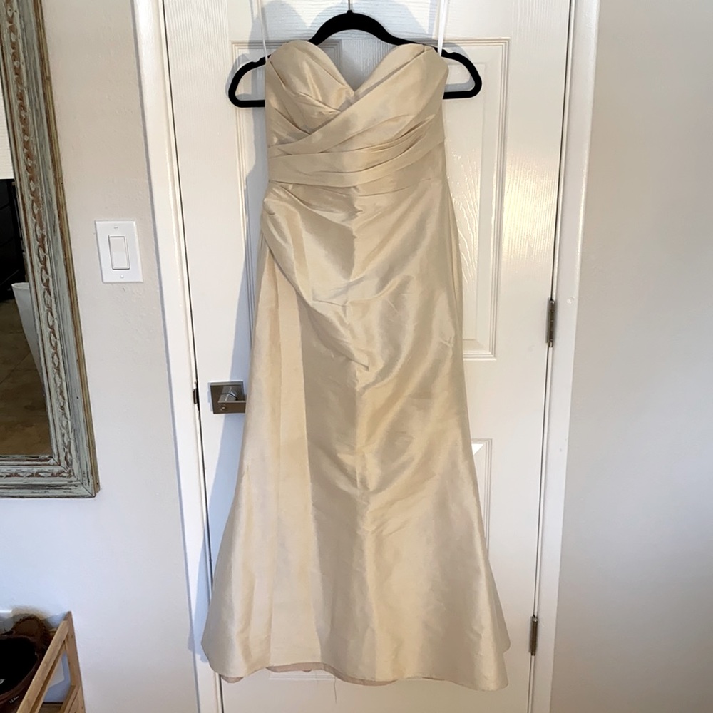 Beige, strapless, trumpet dress worn once.